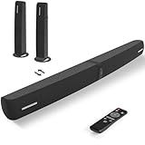 Assistrust Sound Bar for Smart TV, 90W Soundbar with Bluetooth/ARC/Optical/AUX Connect, Auto Volume Boost, 3 Equalizer Modes, 2 in 1 Detachable Soundbar for TV for TV/PC/Gaming/Projectors(1-Piece)