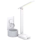 Mifaso 8-in-1 LED Desk Lamp with Power Strip, PD 30W Touch Desk Lamp, 4 Outlets & 4 USB Ports, Eye-Caring Dimmable Table Lamp with 5FT Extension Cord for Home Office College Dorm Room Essentials