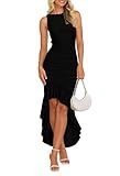 ZESICA Women's 2025 Summer Ruched Bodycon Dress Sleeveless Backless Ruffle Mermaid Cocktail Wedding Party Dresses,Dim,Medium