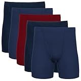Gildan Men's Underwear Covered Waistband Boxer Briefs, Multipack, Navy/Metro Blue/Cardinal Red (5-pack), X-Large