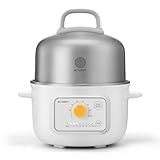 BUYDEEM G32 Electric Food Steamer 1.6QT, Stainless Steel Steamer for Vegetable Egg Seafood, 8 Time Settings, Triple Dry Protection, Quick Steam, Healthy Cooking for 1-2 Servings, Arctic White