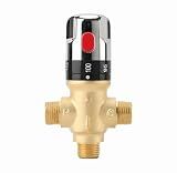 TreMax Thermostatic Mixing Valve, Shower Mixing Valve with NPT Thread US Standard, Temperature Constant Control Valve, Fahrenheit Scale Mark, Solid Brass- Golden