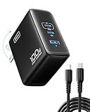 INIU 100W GaN USB C Charger, 3-Port Compact Fast Charging Block with 5ft 100W USB C Cable, Foldable Travel Laptop Charger for MacBook Pro Air 15 14, iPhone 17 16 Pro Max Samsung S26 S25 Dell etc Black