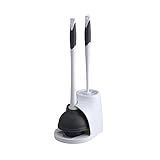 Clorox Toilet Plunger and Bowl Brush Combo with Caddy, 6.75 x 7 x 19.5 in, White/Gray