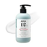 V11FACTORY AHA 12% Glycolic Acid Body Lotion – Korean Exfoliating & Hydrating Body Cream with Hyaluronic Acid & Collagen – Unscented, Paraben-Free Skin Smoothing Moisturizer, 10.6 oz