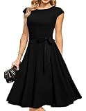 DRESSTELLS Cocktail Dress, Black Formal Dresses for Women 2026 Wedding Guest Spring Easter Party Ladies Funeral Tea Length Evening Gowns Black 2XL