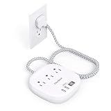 Travel Essentials, 22.5W/4.5A Flat Plug Power Strip, 6 Ft Extension Cord