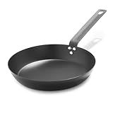 Merten & Storck Pre-Seasoned Carbon Steel 10” Frying Pan Skillet, Use on Induction, Stove and Grill, Durable, Even-Heating, for Searing, Grilling, Oven Use, and Campfire, Indoor/Outdoor