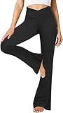 ZOOSIXX Flare Yoga Pants for Women, Crossover Soft Bootcut Leggings Black