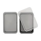 GoodCook Set of 2 Nonstick Steel 13" x 9" Cake Baking Pans with Covers, Gray
