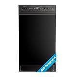 Midea 18 Inch Built-in Dishwasher, Slim Space-Saving Design with Stainless Steel Tub, 8 Place Settings & 6 Wash Cycles, Energy Star Certified Dishwasher with Heated Dry & High-Temp Wash, Black