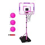Nattork Kids Basketball Hoop, Adjustable Height Toddler Basketball Hoop Stand, Indoor Outdoor Basketball Goal Toy for Boys Girls Ages 3~8 Years Old, Includes 3 Balls, Ideal for Birthday Gift