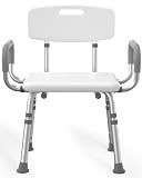 HOMLAND Shower Chair for Inside Shower with Arms and Back, 500 lbs Heavy Duty Shower Seat for Bathtub, Height Adjustable Safety Bath Seat for Elderly, Adults, Handicap and Disabled, White