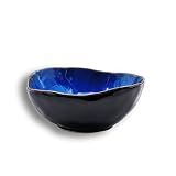 VOMANA 6 Inch Ceramic Decorative Bowl, Blue Reactive Glaze Key Tray