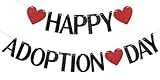 Happy Adoption Day Banner - Adop Celebration Party Decorations, Child Adopted, Pet Adoption Celebration Decorations Black Glitter