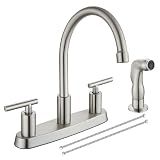 Cinwiny Kitchen Faucet, High Arc 360° Swivel Spout, 2-Handle 8 Inch Centerset Kitchen Sink Faucet with Side Sprayer, 3 or 4 Hole Kitchen Faucet for RV, Utility & Laundry Sink, Brushed Nickel