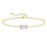 FUNEIA Birthstone Gold Bracelets for Women Non Tarnish Trendy Dainty 14K Gold Plated Bracelet Stack Stackable Blue Green May Emerald Friendship Bracelets Jewelry Gifts for Mom Best Friend