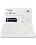ZIKIBL Stone Bath Mat Diatomaceous Earth Shower Mat Non-Slip Super Absorbent Diatomite Stone Mats for Bathroom Floor/Ktichen Cuonter Quick-Drying Easy to Clean (24''*16''White)