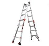 Little Giant Ladders Velocity Multi-Position Ladder, 17-Ft, Aluminum 300 lb Load Capacity, Type 1A Extra Heavy Duty, 18-Ft Reach Height, with Rachet Levelers, Wheels (15417-801)