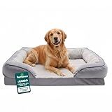 FurHaven Cooling Gel Dog Bed for Large Dogs, Perfect Comfort Sofa Bed with Cool Gel-Top Foam & Solid Orthopedic Foam Base for Joint Support, Washable Cover, Jumbo/XL, Plush & Velvet, Granite Gray
