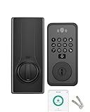 Smart Door Lock with Face & Palm Vein Recognition, Ultra-Wide Peephole Video Doorbell, Keep-Alive WiFi, Tuya App Control, Keyless Entry with Rechargeable Battery for Front Door
