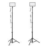 Amazon Basics 2-Pack LED Video Light, 7 Vibrant RGB Colors and 3 Color Temperatures (2500-6500K), Dimmable Lighting with 62.3-Inch Adjustable Tripod, 360° Gimbal, USB-Powered for Streaming