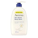 Aveeno Skin Relief Fragrance Free Body Wash, Triple Oat Formula, Gentle Daily Cleanser for Itchy Dry Sensitive Skin, Soap & Paraben Free, Soothes & Moisturizes, 33 fl oz
