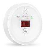 Carbon Monoxide Detectors 90dB Alarm, CO Detector Battery Powered(Not Include), 10-Year Lifespan Carbon Monoxide Alarm with LCD Display for Travel, Home, Kitchen, JA-997, 1 Pack