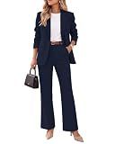 luvamia Pantsuit Womens Suits 2 Piece Set Business Womens Suit Navy Blue
