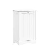 RiverRidge Ashland Tilt Out Laundry Hamper with Beadboard Design - Spacious Top Shelf, Removable Cloth Bag & Silver Knob - White Laundry Cabinet for Towels & Clothes Storage - Laundry Room Cabinets
