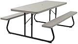LIFETIME 6‑Foot Folding Picnic Table, Outdoor Portable Bench Seating for 8, UV‑Protected HDPE, Powder‑Coated Steel Frame, Stain‑Resistant, Folds Flat for Storage
