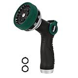 Seatern Heavy Duty Garden Hose Nozzle, Water Hose Sprayer Nozzle with Thumb Flow Control, 10 Spray Patterns, High Pressure Hose Nozzle for Lawn & Plant Watering, Car & Pet Washing – Forest Green