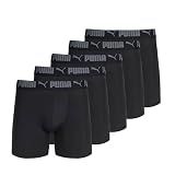 PUMA Men's 5 Pack Performance Boxer Briefs, Black, Large