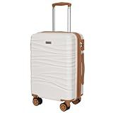 Romswi Expandable 22x14x9 Airline Approved,21" Carry On Luggage,Hardshell Suitcase with Double Spinner Wheels for 20% More Space, Lightweight Hardside Luggage, Scratch-Resistant & YKK Zipper, White