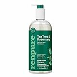 Renpure Plant Based Tea Tree and Rosemary Refresh and Rebalance Shampoo - Soothes Dry Scalp - Delivers Moisture and Shine - Rids Hair of Grime - Dye Free - Recyclable, Pump Bottle Design - 24 fl oz