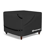 Porch Shield Patio Ottoman Cover - Waterproof Outdoor Square Side Table Covers – 22L x 22W x 18H inch, Black