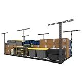 Jusgym 4X8FT Overhead Garage Storage Rack, 22"-48" Height Adjustable Garage Ceiling Storage Racks, Heavy Duty Metal Overhead Storage Organizer System, 600LBS Weight Capacity