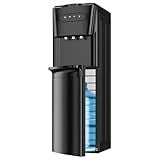 Tehanld Bottom Loading Water Cooler Dispenser for 3 or 5 Gallon Bottles - Water Dispenser with Hot, Room & Cold Spouts, LED Display with Empty Bottle Alert, Child Safety Lock, Raven Black