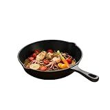Cast Iron Frying Pan 10 Inch, Skillet Frying Pans with Pour Spouts for Gas, Induction, Grill - No Coating, Chemical-Free, Oven Safe, Even Heating Cookware, Naturally Nonstick with Oil Seasoning