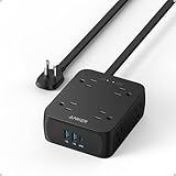 Anker Surge Protector Flat Plug Power Strip 2000J, 5ft Thin Extension Cord, 8 Outlets,2 USB A and 1 USB C Port,20W for iPhone15,Wall Mount,Compact for Home,Office,Room,TUV Listed (Black, 5FT)