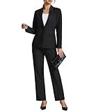 LookbookStore Womens Suit Set Two Piece Business Sets Black Pants Suit for Women Black Size Medium Size 8 10