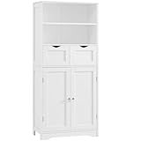 Iwell Tall Bathroom Cabinet, Storage Cabinet with Adjustable Shelves, Bathroom Storage Cabinet for Living Room, Dining Room, Entryway, White