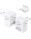2 Pack European Travel Plug Adapter, Type C Plug Adapter Travel Essentials