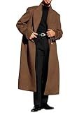 Runcati Mens Wool Blend Pea Coat Notched Collar Double Breasted Long Jacket Trench Coats Classic Winter Overcoat