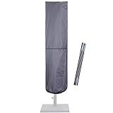 SUPERJARE Patio Umbrella Cover with Rod for 7 to 11 Ft Umbrellas & 15 Ft Double-Sided Umbrellas, 600D Protective Waterproof Cover with Zipper, Gray