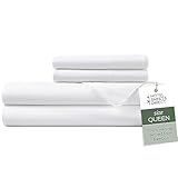 Hotel Sheets Direct 4 Piece Bed Sheet Set Queen Size, 100% Viscose Derived from Bamboo Sheets Set with 2 Pillowcases, Cooling & Breathable Luxury Bedding, Moisture-Wicking & Silky Soft Texture, White