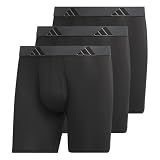 adidas Men's Microfiber Boxer Briefs (3-Pack) Performance Stretch Moisture-Wicking Underwear, Black/Onix Grey/Black, L