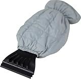 Harrier Hardware Car Auto Window Ice Scraper with Insulated Fleece-Lined Mitt, Gray