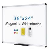 VIZ-PRO Magnetic Whiteboard, 36 x 24 Inches, Dry Erase Board for Wall