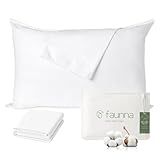 FAUNNA 100% Cotton Pillow Protectors, Bed Bug Proof, Hypoallergenic, Featuring Antimicrobial Product Protection for Enhanced Freshness, Premium Breathable Zippered Protectors
